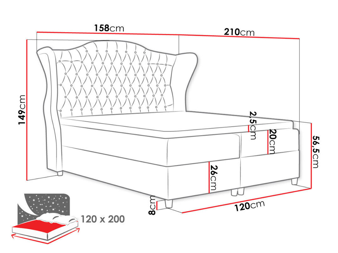 Kontinentaalvoodi Livia 120x200cm price and information | Voodid | hansapost.ee