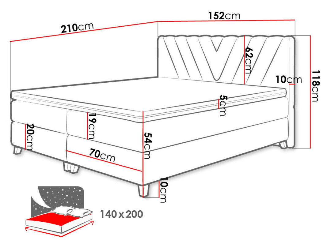 Kontinentaalvoodi Romantic 140x200cm price and information | Voodid | hansapost.ee