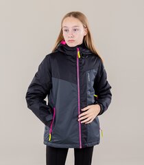 Куртка для девочек Icepeak Lubec Jr 50064-6*990, черная/серая 6438488788747, 180 г цена и информация | Зимняя одежда для детей | hansapost.ee