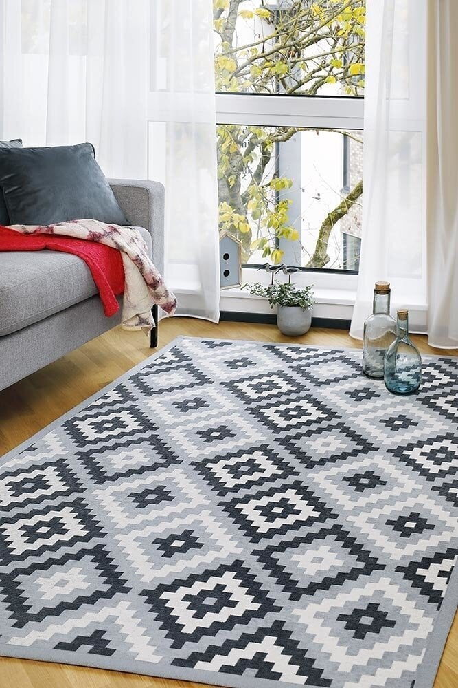 Narma kahepoolne smartWeave® šenillvaip Saka, hõbedane, 70 x 140 cm цена и информация | Vaibad | hansapost.ee