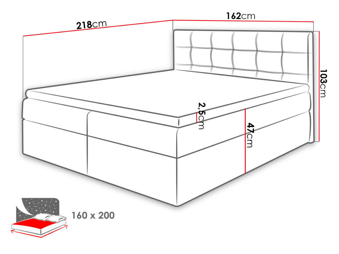 Kontinentaalvoodi Nele 160x200cm цена и информация | Voodid | hansapost.ee