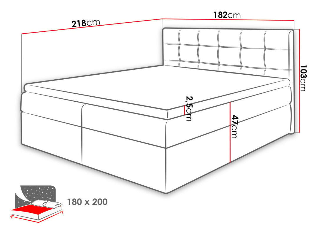 Kontinentaalvoodi Nele 180x200cm hind ja info | Voodid | hansapost.ee