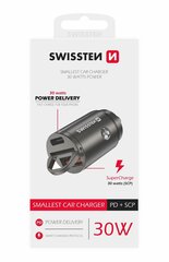 Металлический адаптер Swissten 30W Nano для автомобильного зарядного устройства с 30W PD / SCP / серебряный цена и информация | Зарядные устройства для телефонов | hansapost.ee