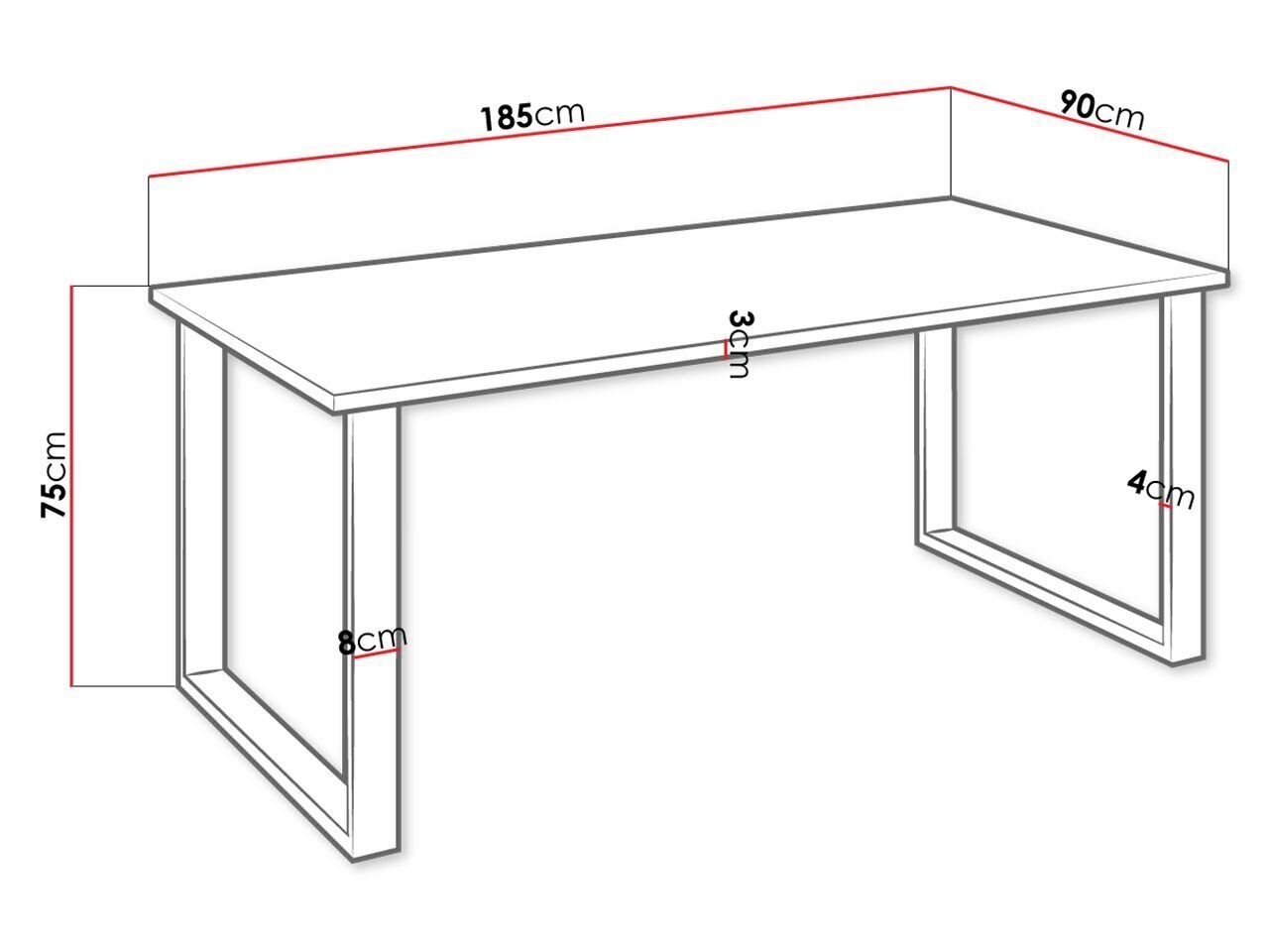 Laud Imperial 90 x 185 cm цена и информация | Köögilauad, söögilauad | hansapost.ee