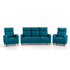 Pehme mööbli komplekt Paris 3+1+1, , sinine Inari 878, jalad - pähkel hind ja info | Pehme mööbli komplektid | hansapost.ee