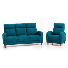 Pehme mööbli komplekt Paris 3+1, , sinine Inari 87, jalad - pähkel цена и информация | Комплекты мягкой мебели | hansapost.ee