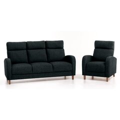 Pehme mööbli komplekt Paris 3+1, , must Inari 100, jalad - pähkel цена и информация | Комплекты мягкой мебели | hansapost.ee
