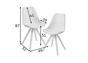 Кресло из экологичной кожи - белое x 2 цена и информация | Стулья для кухни и столовой | hansapost.ee