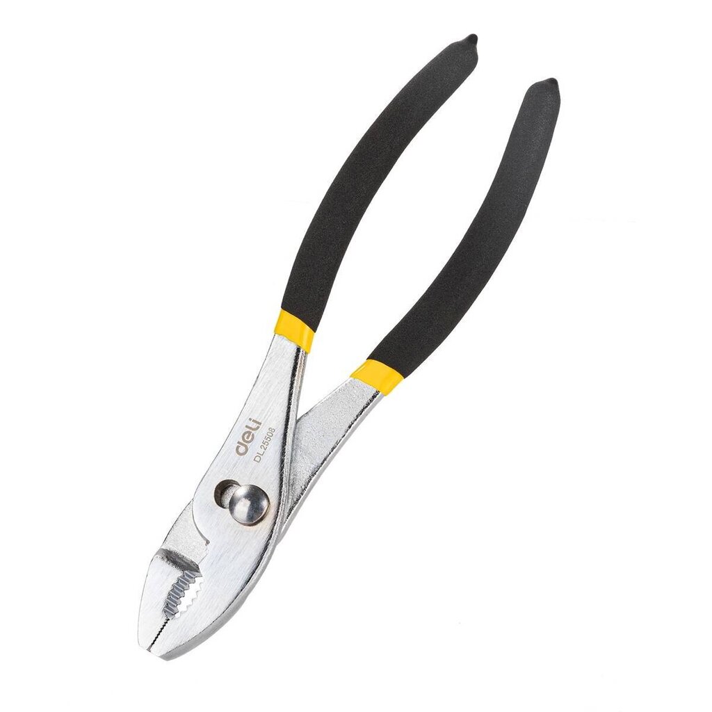 Slip Joint Pliers Deli Tools EDL25508 8'' (black&yellow) цена и информация | Käsitööriistad | hansapost.ee