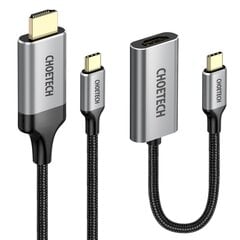 Choetechi komplekti adapter HUB USB Type C – HDMI 2.0 (3840 x 2160 @ 60Hz) hall (HUB-H12) + USB-kaabel Type C – HDMI (3840 x 2160 @ 60Hz) 2m hall (CH0021) hind ja info | Mobiiltelefonide kaablid | hansapost.ee