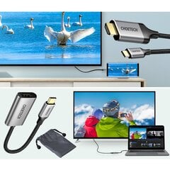 Choetech kit adapter HUB USB Type C - HDMI 2.0 (3840 x 2160 @ 60Hz) gray (HUB-H12) + USB cable Type C - HDMI (3840 x 2160 @ 60Hz) 2m gray (CH0021) цена и информация | Borofone 43757-uniw | hansapost.ee