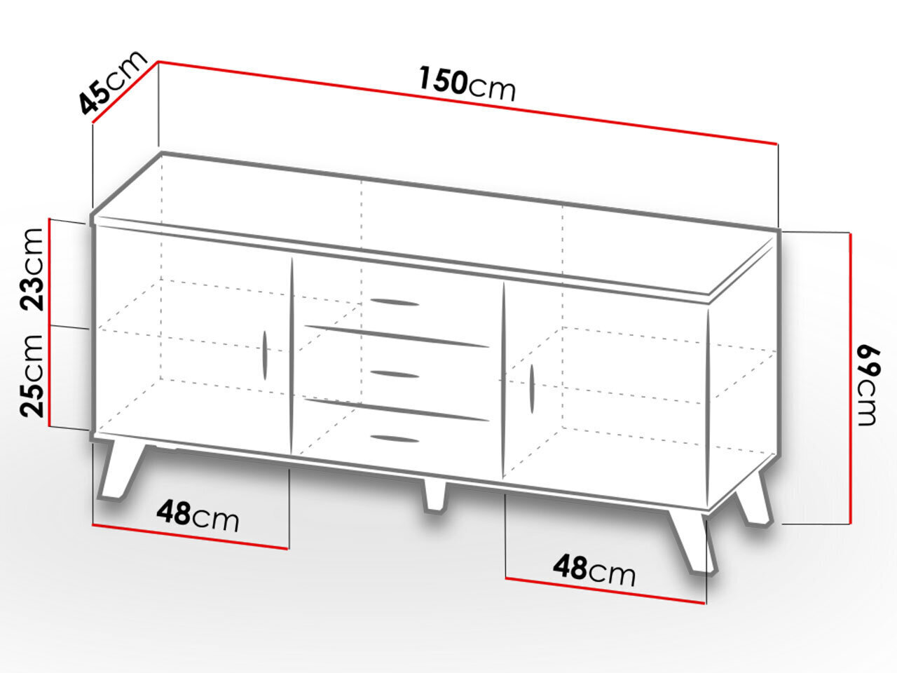 Kummut Lotta 150cm hind ja info | Televiisori alused | hansapost.ee