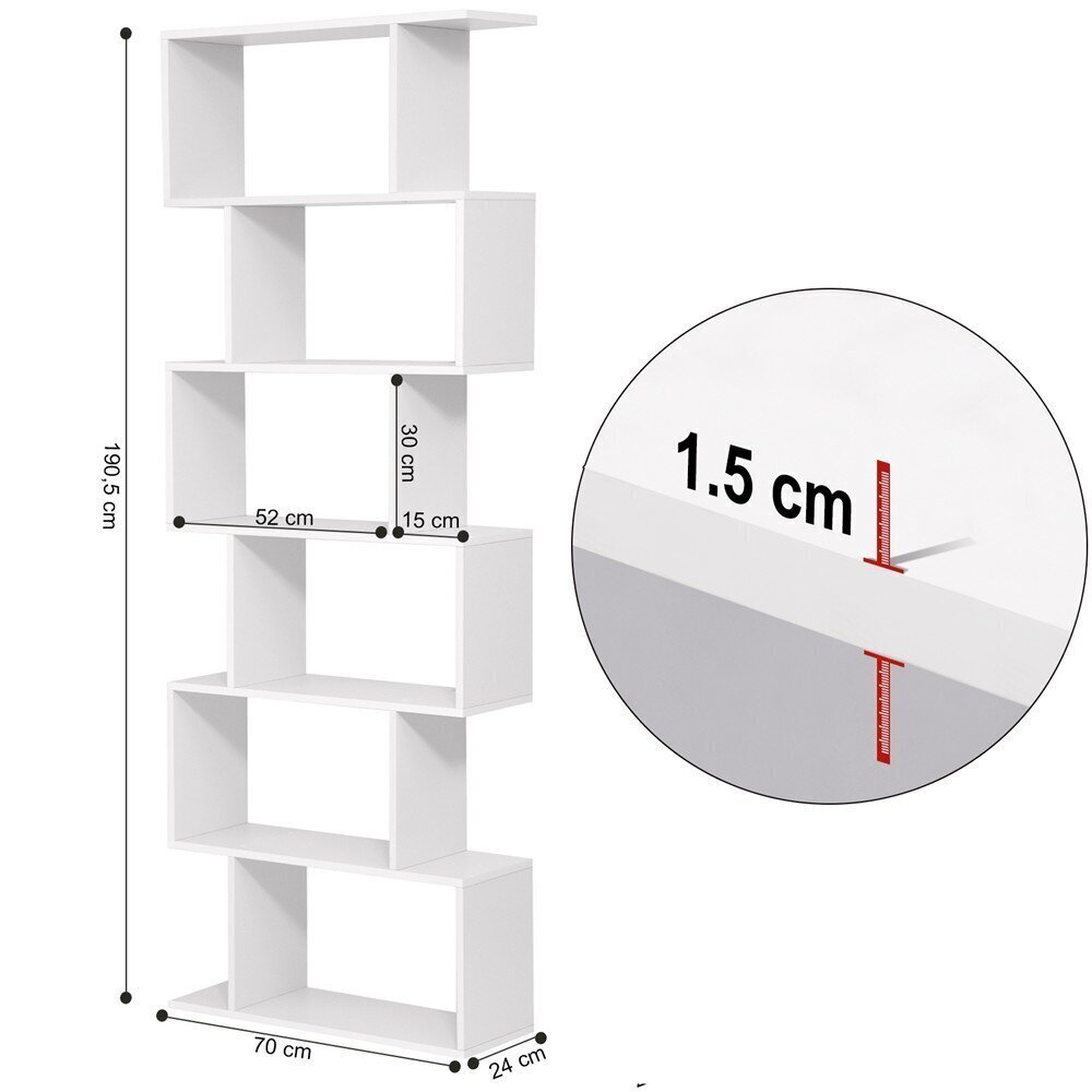 Riiul Songmics 70x190,5 cm, valge hind ja info | Riiulid | hansapost.ee