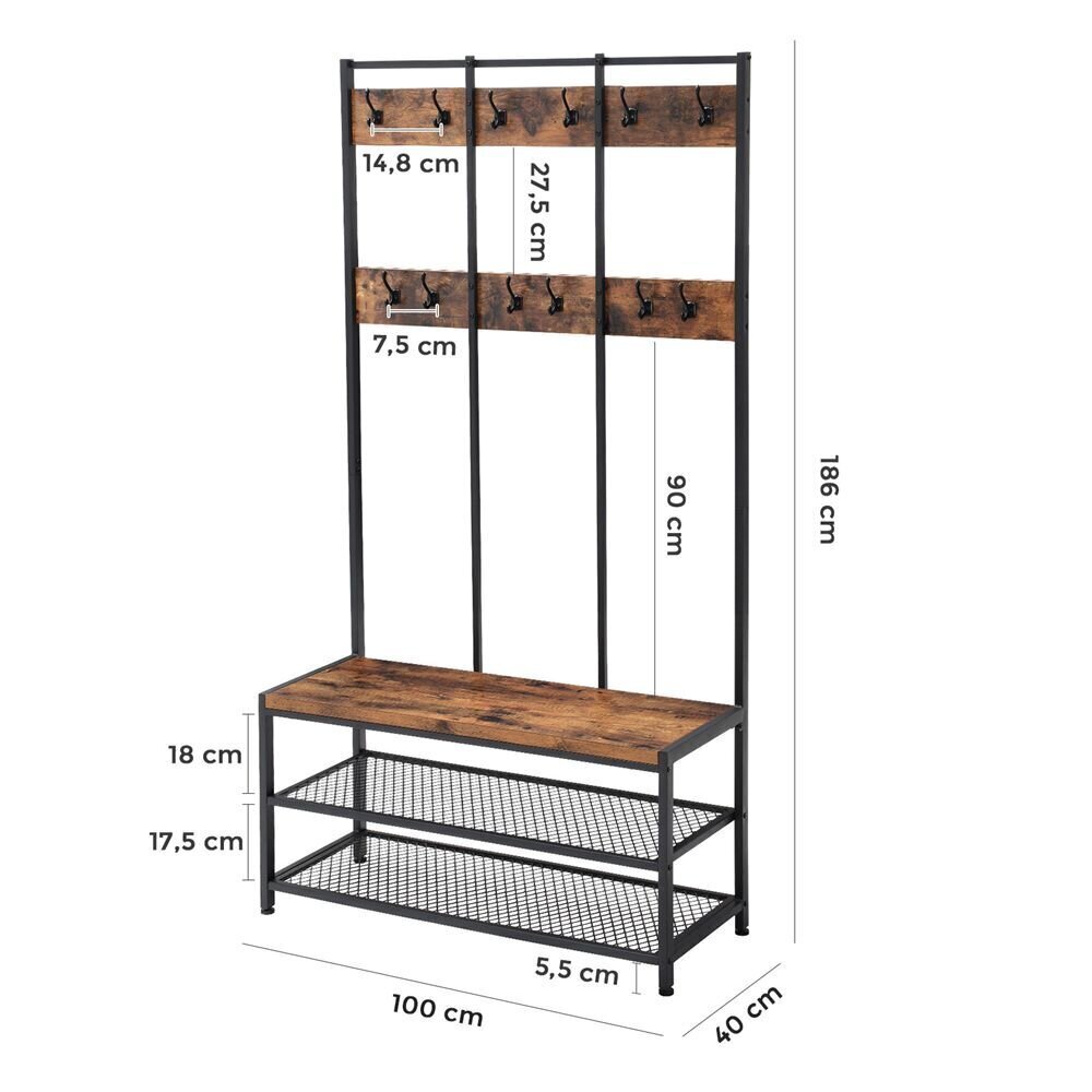 Esikumööbli komplekt Songmics 186 cm, must/pruun hind ja info | Esikukomplektid | hansapost.ee