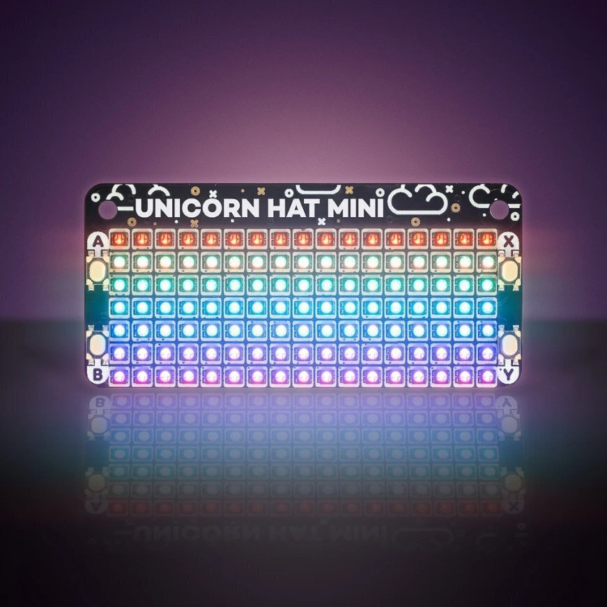 Unicorn Hat Mini, LED RGB maatriks, sobib Raspberry Pi, Pimoroni PIM498 hind ja info | Konstruktorid, robootika ja tarvikud | hansapost.ee