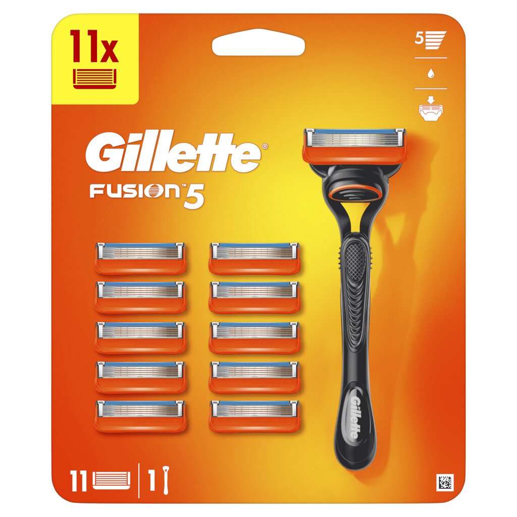 Komplekt Gillette Fusion5: raseerija + raseerimispead 11 tk hind ja info | Raseerimisvahendid | hansapost.ee