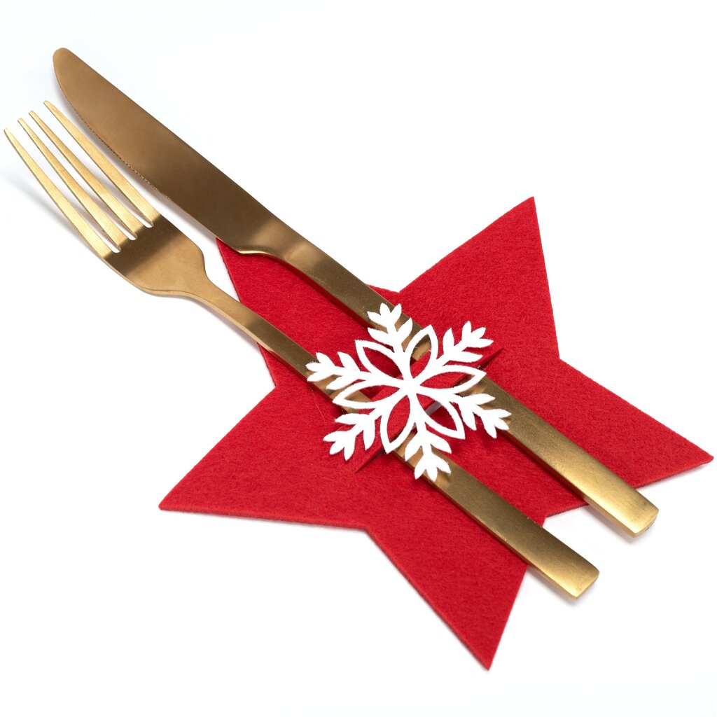 Jõuluteemaline söögiriistade komplekt „Täheke“, 6-osaline, punane hind ja info | Jõulukaunistused | hansapost.ee