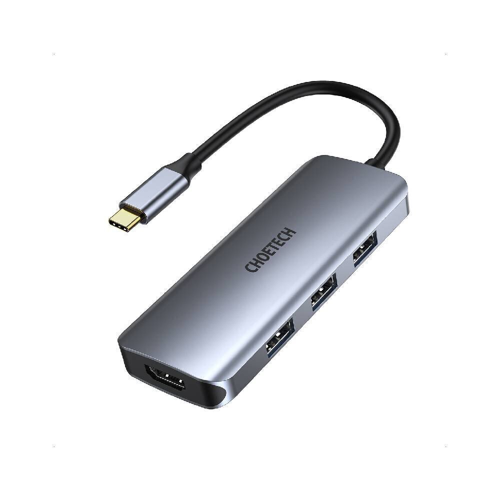 Adapter Choetech HUB-M19 USB-C 7W1 4K PD 100W, hall цена и информация | USB adapterid ja jagajad | hansapost.ee