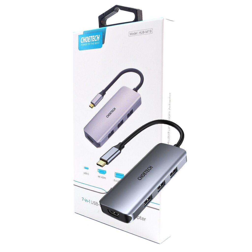 Adapter Choetech HUB-M19 USB-C 7W1 4K PD 100W, hall цена и информация | USB adapterid ja jagajad | hansapost.ee