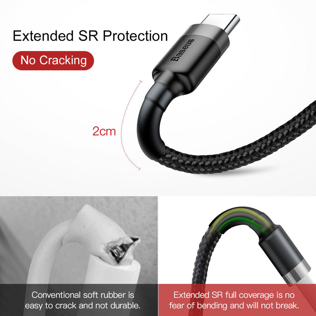 Baseus Durable Nylon Braided Wire, USB - C, 0,5 m hind ja info | Mobiiltelefonide kaablid | hansapost.ee