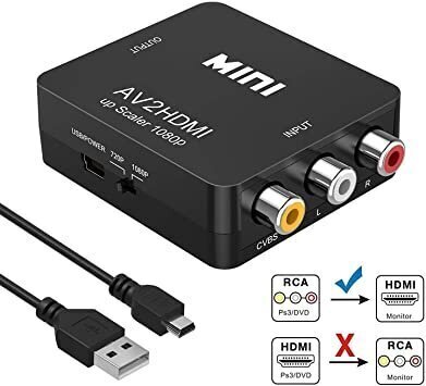 RoGer Adapter to Transfer RCA to HDMI Signal (+Audio) Black hind ja info | USB adapterid ja jagajad | hansapost.ee
