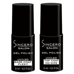 Набор Sincero Salon Base coat Flexy 6 мл + Top coat No wipe 6 мл цена и информация | Лаки для ногтей, укрепители для ногтей | hansapost.ee