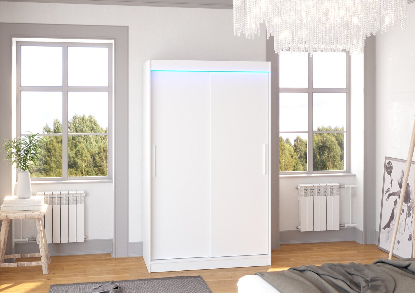 LED valgustusega kapp ADRK Furniture Collin, valge hind ja info | Kapid | hansapost.ee