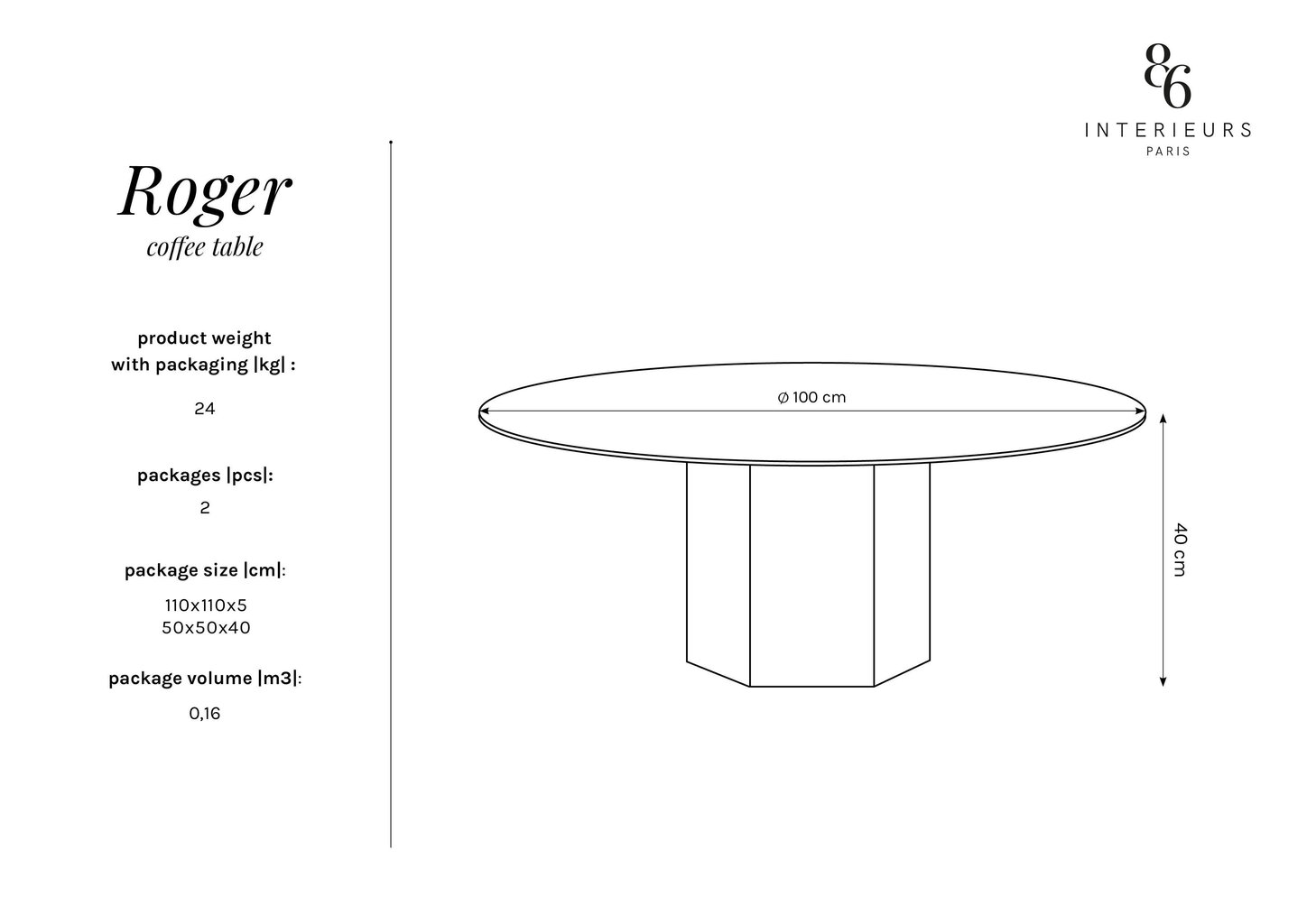 Diivanilaud Interieurs 86 Roger, 100 cm, must hind ja info | Diivanilauad | hansapost.ee