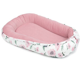 Гнездо для новорожденного MamoTato Flowers, белый/розовый цена и информация | Детские подушки, конверты, спальники | hansapost.ee