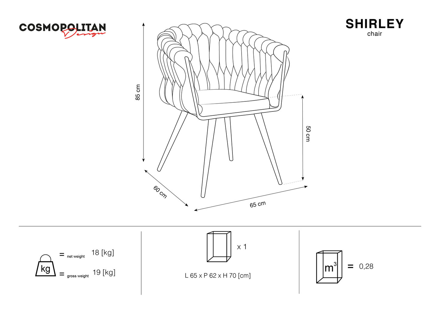 Tool Cosmopolitan Design Shirley, must цена и информация | Köögitoolid, söögitoolid | hansapost.ee