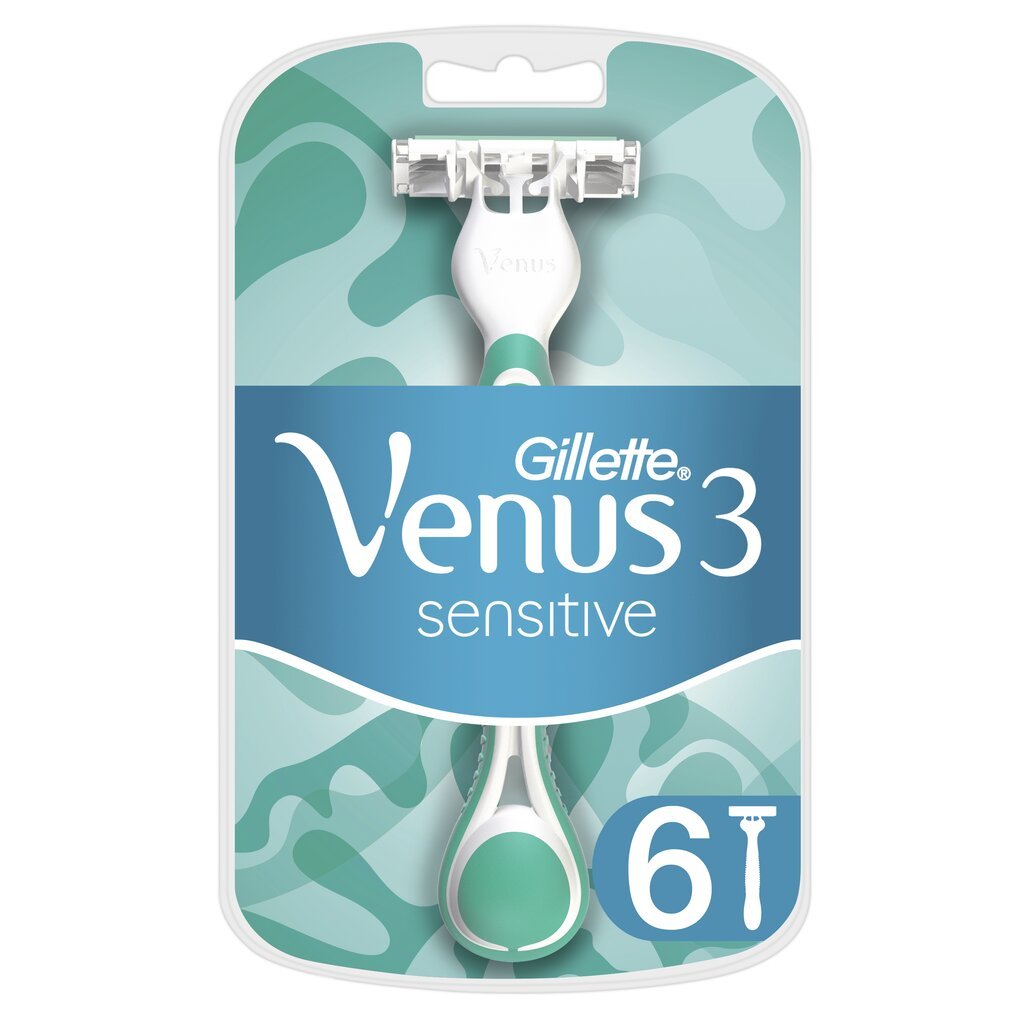 Naiste ühekordsed raseerijad Gillette Venus 3 Sensitive, 6tk hind ja info | Raseerimisvahendid | hansapost.ee
