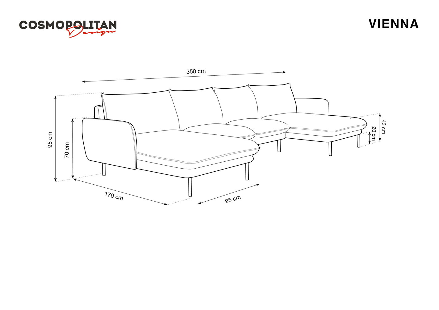 Pehme nurgadiivan Cosmopolitan Design Vienna 6S, helesinine/kuldne värv price and information | Nurgadiivanid ja nurgadiivanvoodid | hansapost.ee