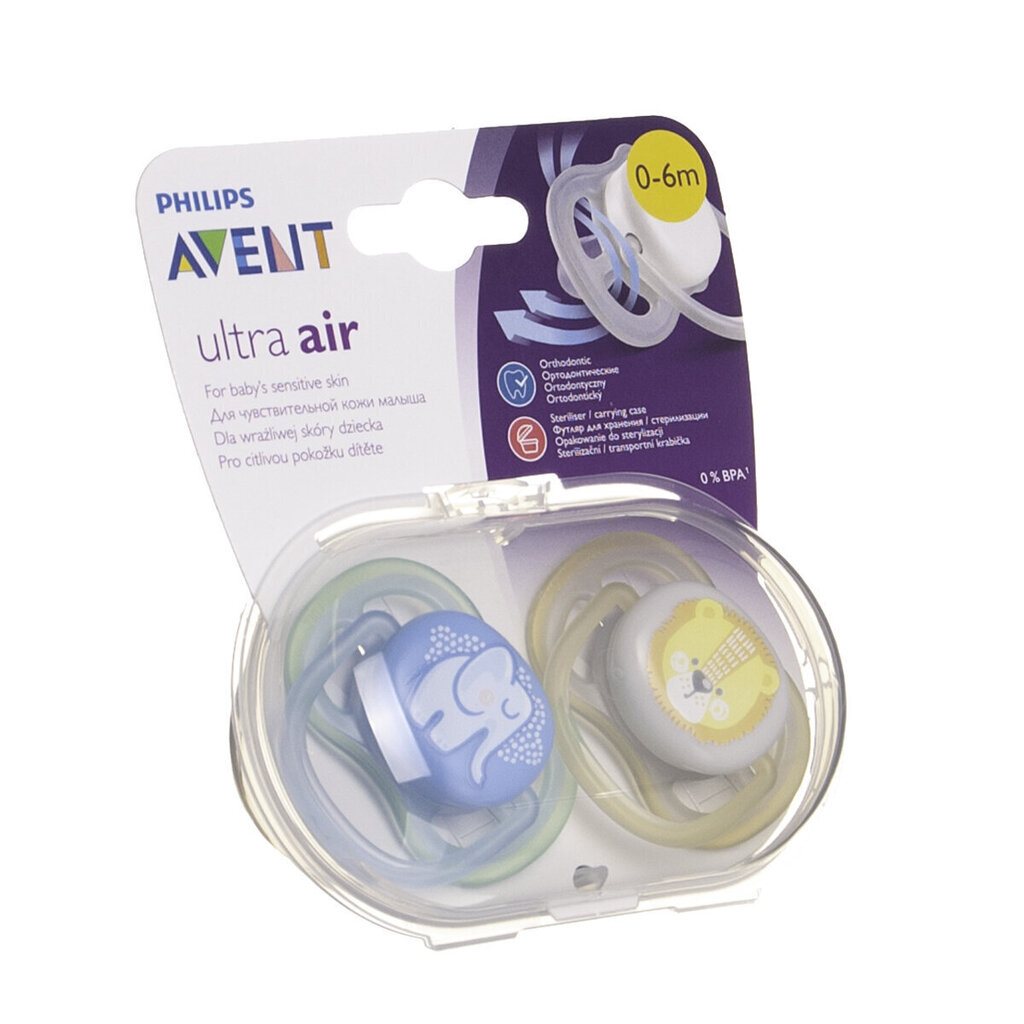 Silikoonist lutt Philips Avent Ultra Air, 0-6 kuud., SCF085/01, 2 tk. hind ja info |  Lutid | hansapost.ee