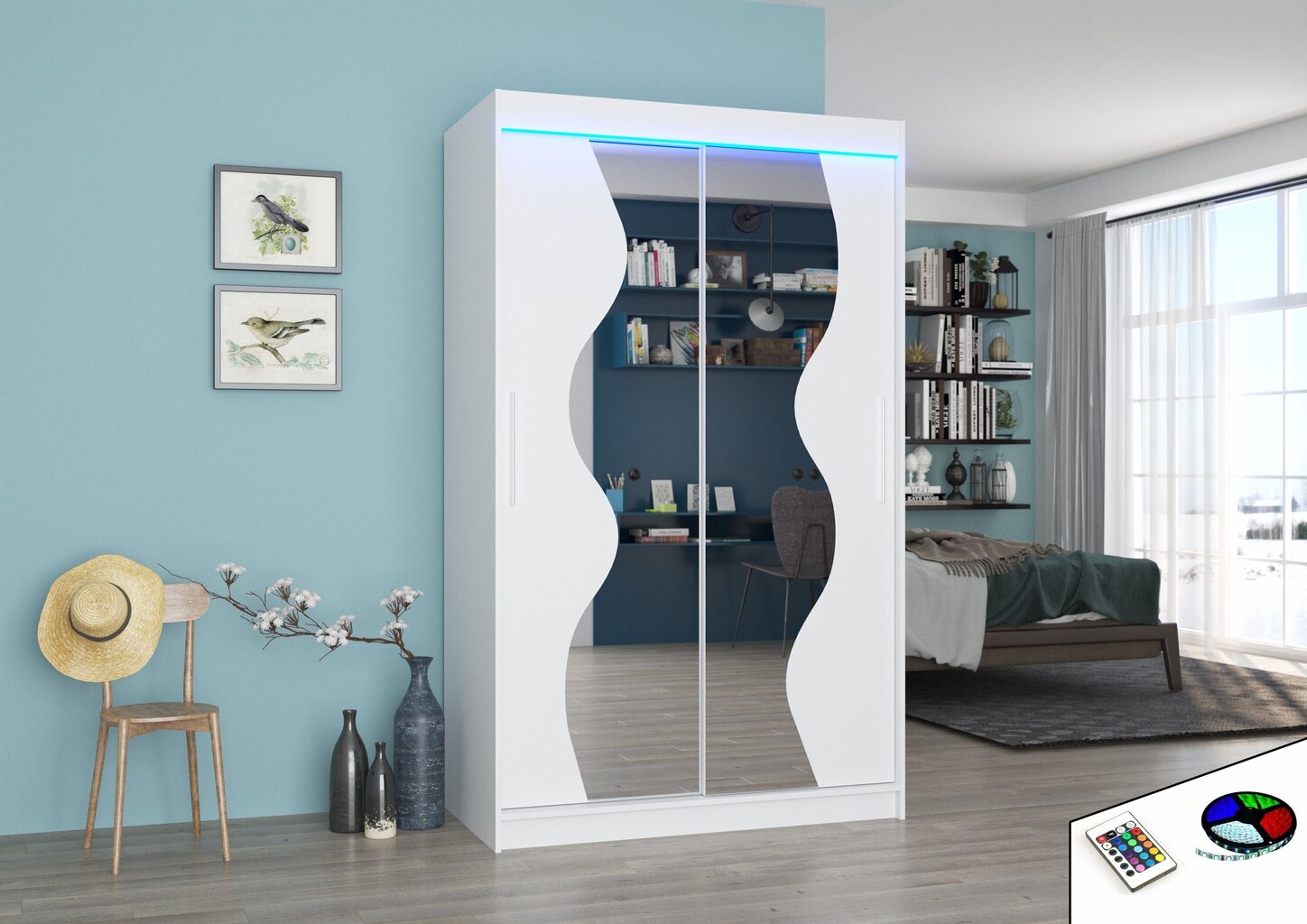 LED valgustusega kapp ADRK Furniture Oswald, valge hind ja info | Kapid | hansapost.ee