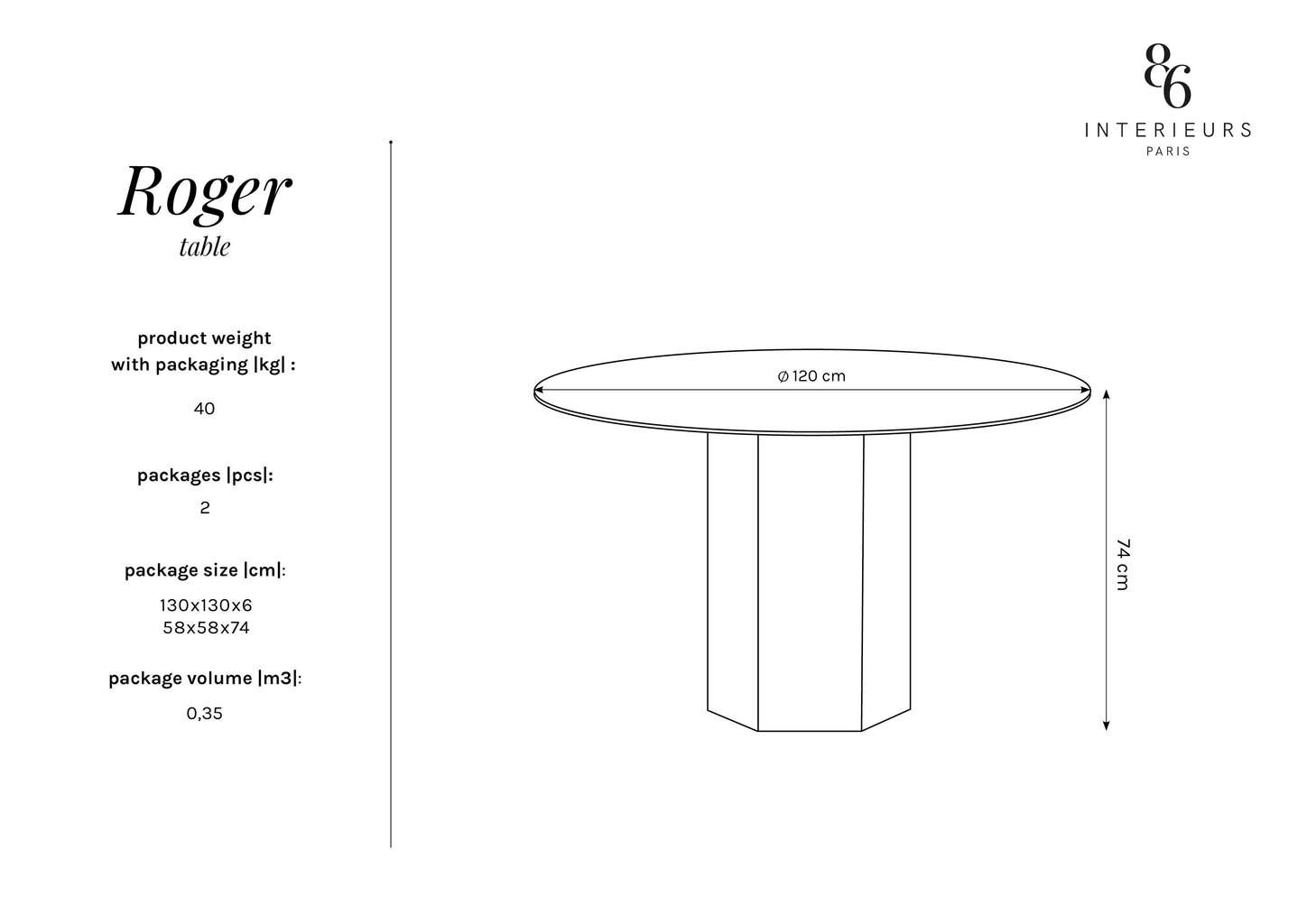 Laud Interieurs 86 Roger, 120 cm, pruun цена и информация | Köögilauad, söögilauad | hansapost.ee