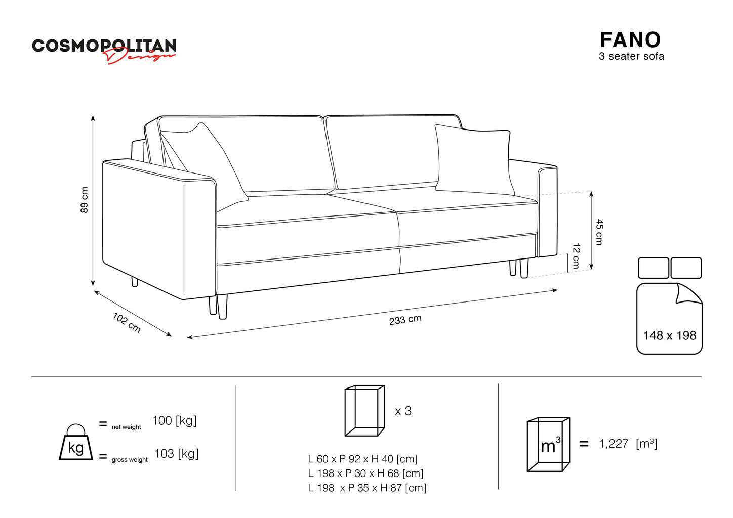 Diivan Cosmopolitan Design Fano, punane/must hind ja info | Diivanvoodid ja diivanid | hansapost.ee