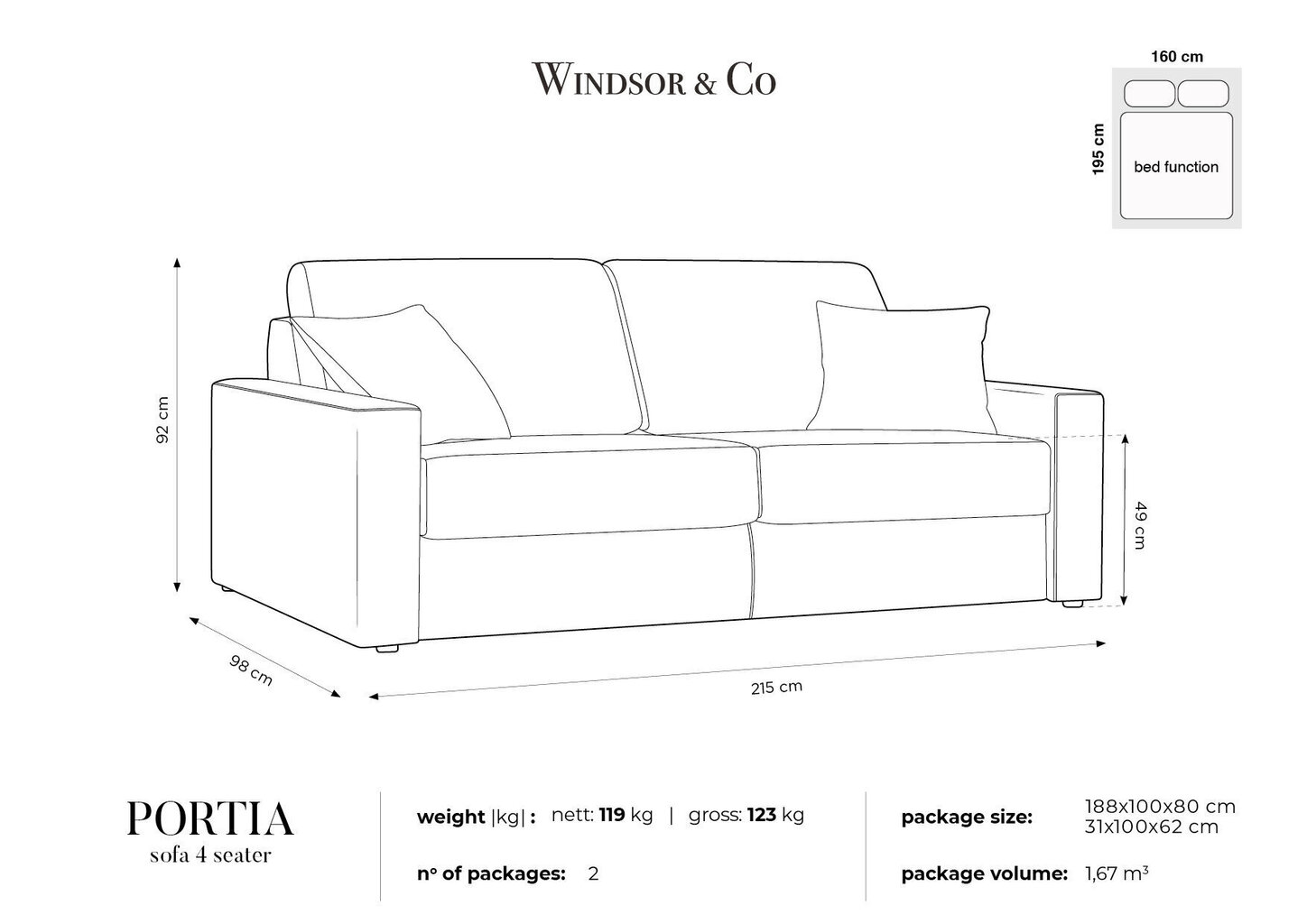 Diivan Windsor & Co Portia 4, beeži värvi hind ja info | Diivanvoodid ja diivanid | hansapost.ee