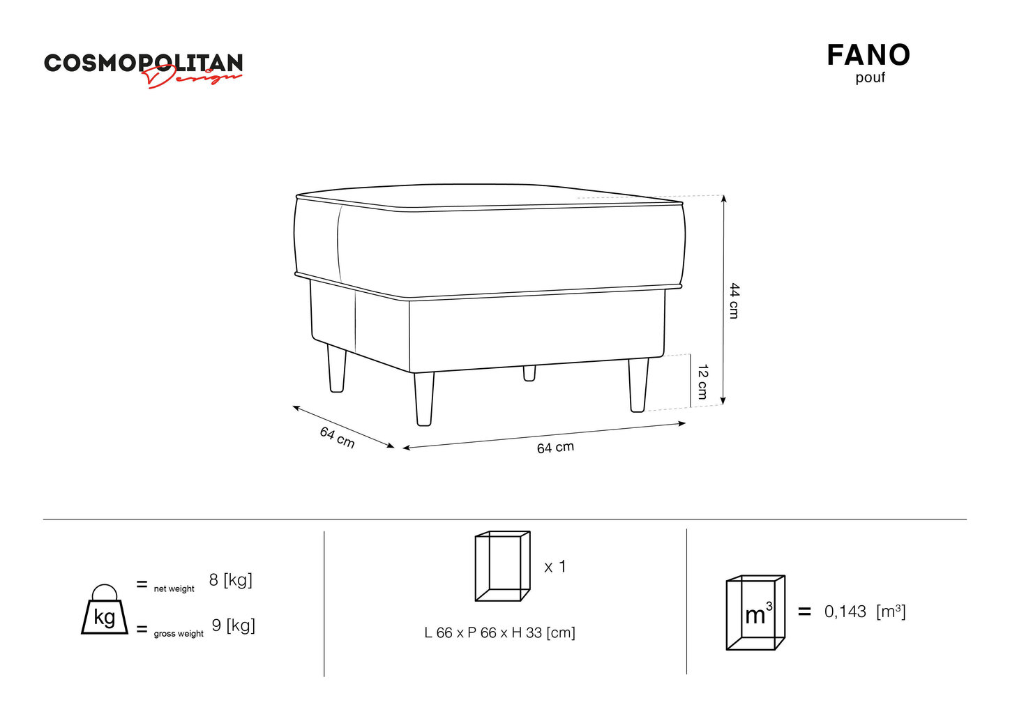 Tumba Cosmopolitan Design Fano, roosa/must hind ja info | Kott-toolid, tumbad, järid | hansapost.ee