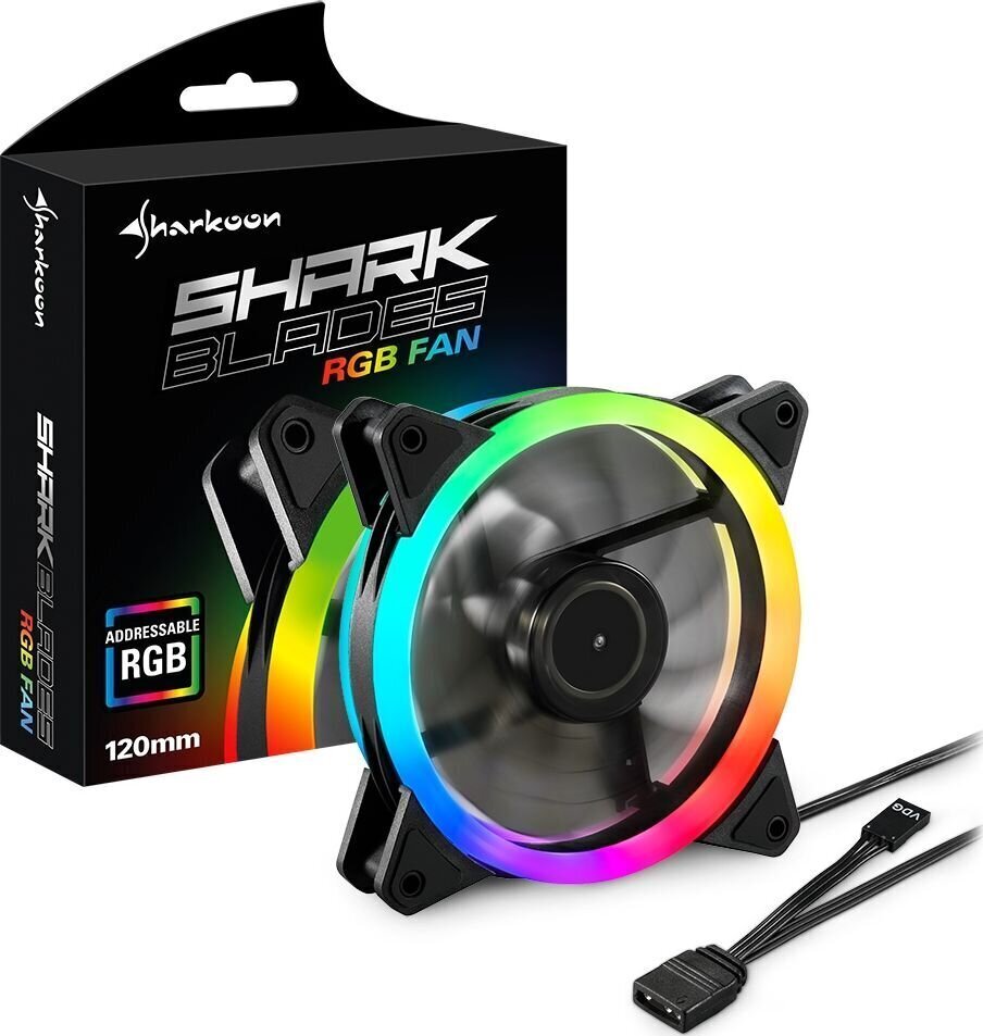 Kastventilaator Sharkoon SHARK Blades Fan RGB Ø 12 cm hind ja info | Arvuti ventilaatorid | hansapost.ee