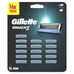 Сменные лезвия бритвенного станка Gillette Mach3, 16 шт. цена и информация | Косметика и средства для бритья | hansapost.ee