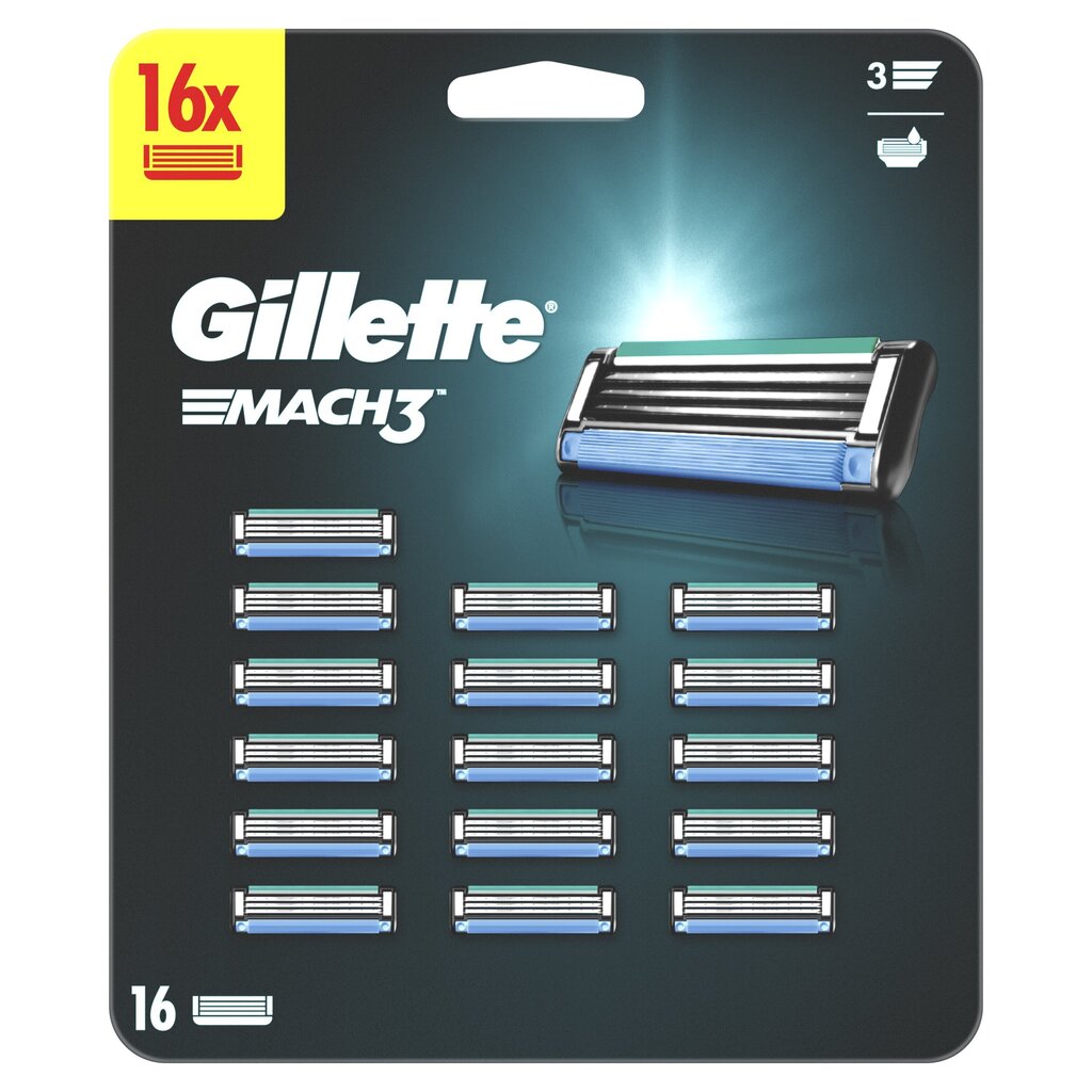 Lisapead Gillette Mach3 raseerijale, 16 tk. цена и информация | Raseerimisvahendid | hansapost.ee
