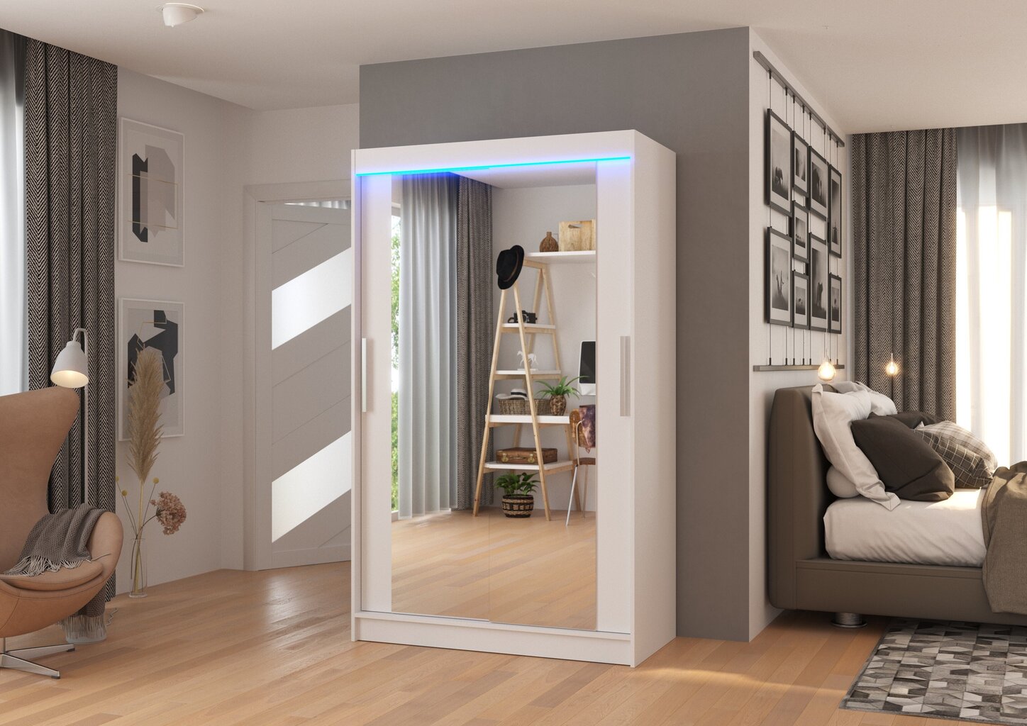 LED valgustusega kapp ADRK Furniture Tibago, valge hind ja info | Kapid | hansapost.ee