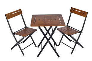 Комплект мебели в сад  Kalune Design Bistro Set 3, коричневый/черный цена и информация | Комплекты уличной мебели | hansapost.ee