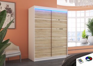 LED valgustusega kapp ADRK Furniture Luft, valge / tamm цена и информация | Шкафы | hansapost.ee