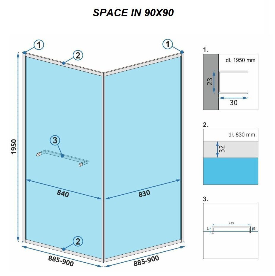 Dušikabiin REA Space In Black, 90x90, 80x100 cm hind ja info | Dušikabiinid | hansapost.ee