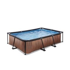 Каркасный бассейн Exit Wood, 300x200cm, с фильтром, коричневый цена и информация | Бассейны | hansapost.ee