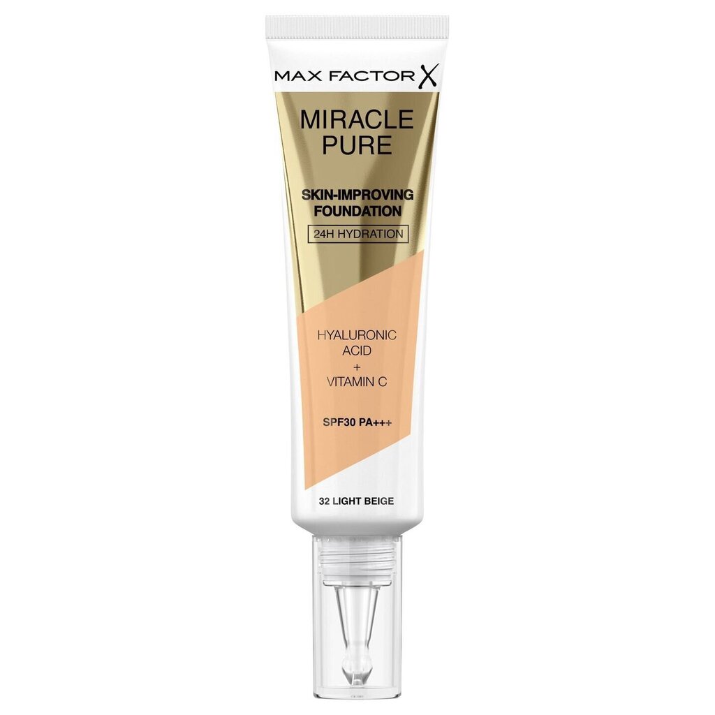 Jumestuskreem Max Factor Miracle Pure Skin-Improving 32 Light Beige, 30 ml цена и информация | Jumestuskreemid ja puudrid | hansapost.ee