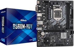 Asrock B560M-HDV R2.0 LGA1200 4xSATA3 1xHyper M.2 PCIe Gen4x4 цена и информация | Материнские платы | hansapost.ee