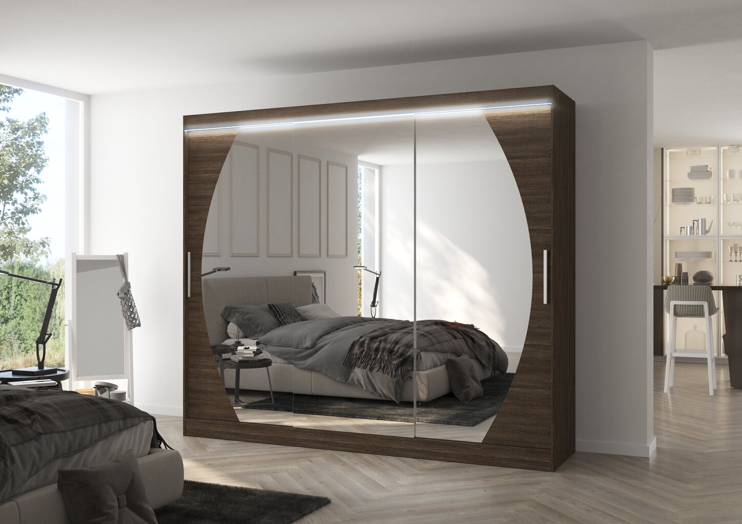 LED valgustusega kapp ADRK Furniture Cambe, pruun hind ja info | Kapid | hansapost.ee