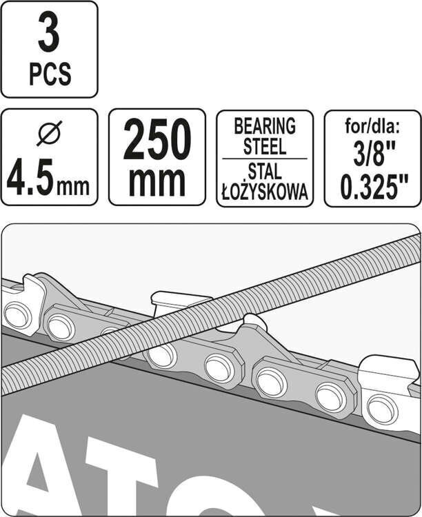 Saeketi teritusviil d-4,5mm l-250mm, 3 tk. Yato (YT-85026) hind ja info | Käsitööriistad | hansapost.ee